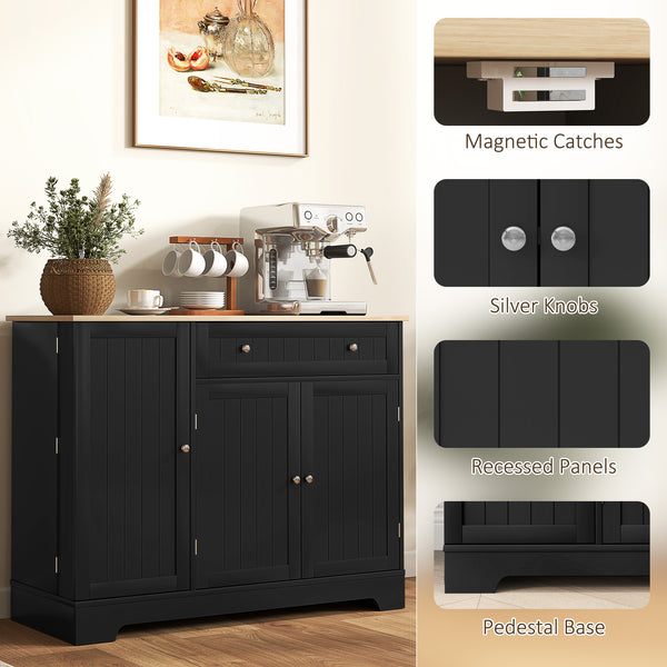 Modern Sideboard with Drawer, Adjustable Shelf, 3 Doors, for Dining Room, Black