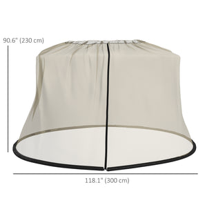 Protective mosquito net for 7.5-foot parasol with zipped door, beige