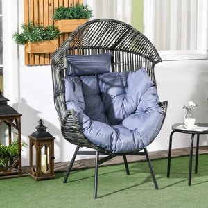 Hanging chair in woven rattan, egg style, grey