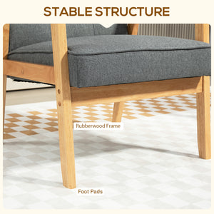 Modern accent chair with tufted back and solid wood frame, gray