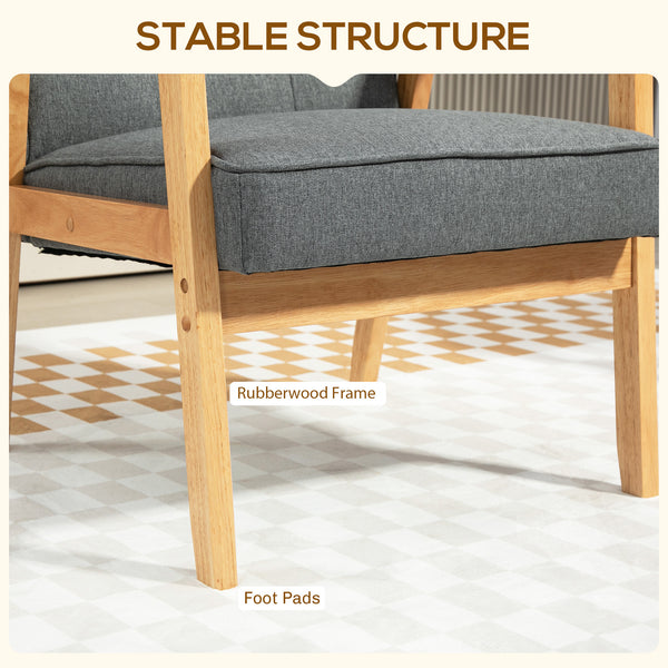 Modern accent chair with tufted back and solid wood frame, gray