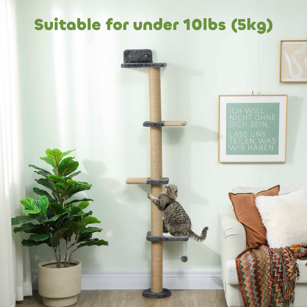 Cat tree with 4 platforms and scratching post, dark grey