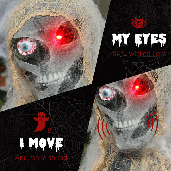 Animated Halloween Mummy with Light-Up LED Eyes
