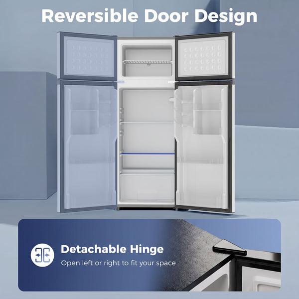 7.7 cu. ft. Refrigerator with Freezer, Silver and Black