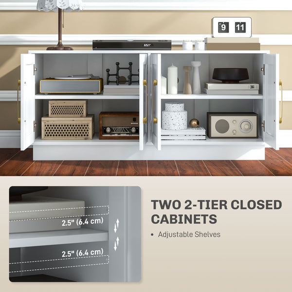 TV stand for TVs up to 55 inches with 4 soft-hinged doors, white