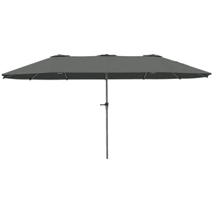 13-foot double-sided parasol with crank, light grey 