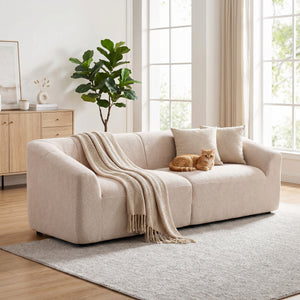 Beige chenille 3-seater sofa, 89"