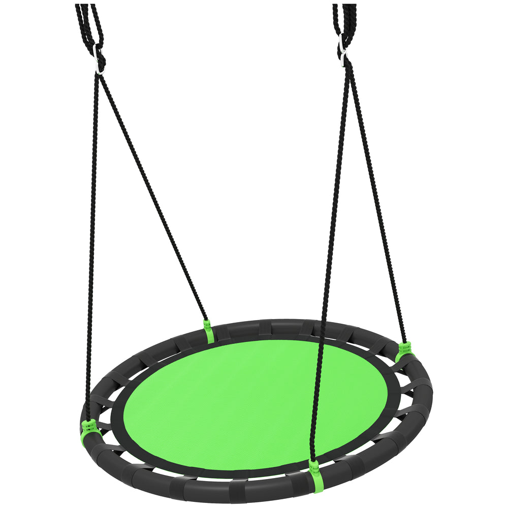 Saucer swing with adjustable suspension ropes, green
