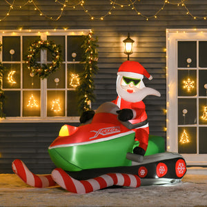 HOMCOM 1.6m Inflatable Santa Claus with LED Light-Up Snowmobile