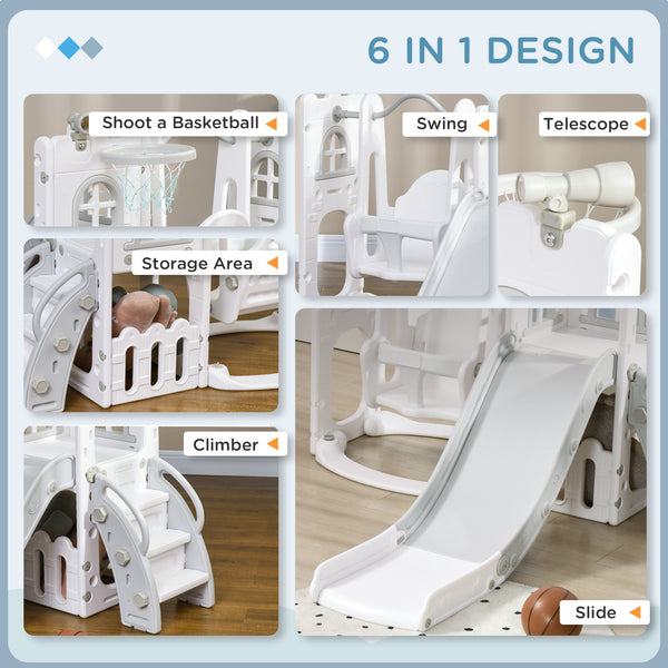 6 in 1 Baby Swing and Slide Set Grey