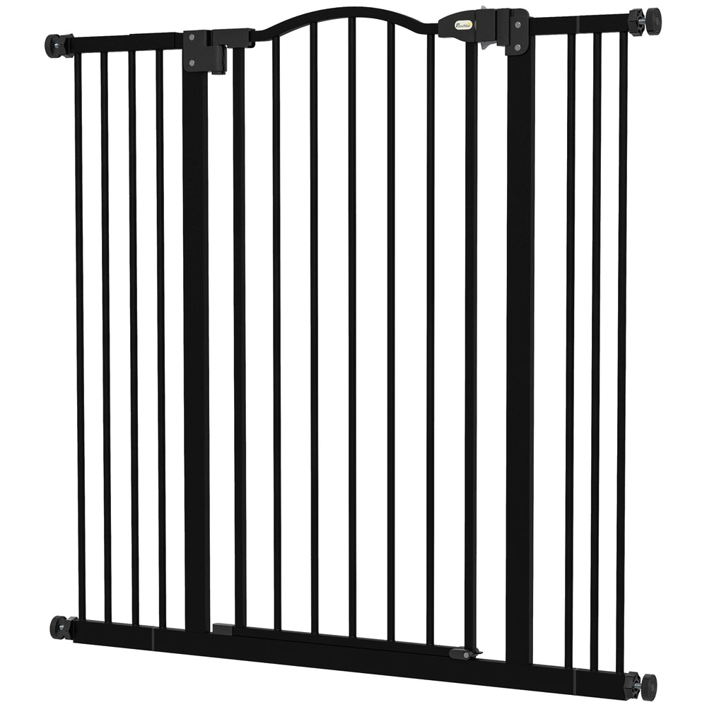 Extra Tall Dog Gate with Door, Black