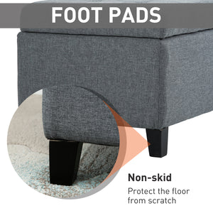 Rectangular upholstered linen entryway bench, gray