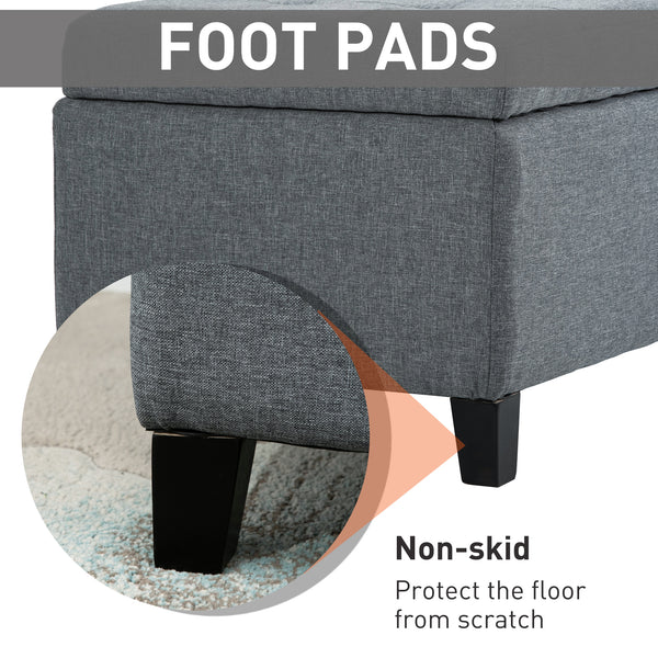 Rectangular upholstered linen entryway bench, gray