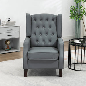 Modern faux leather accent chair with thick padding, gray