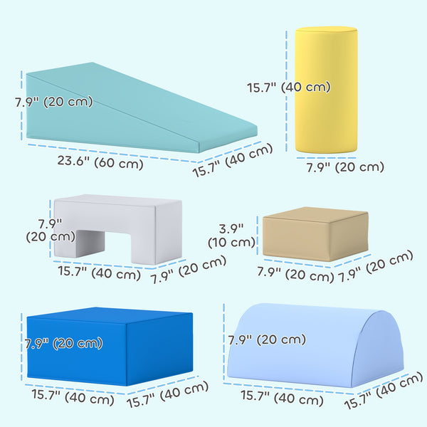 6-piece soft play area for children, yellow/green