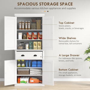 72" Pantry with Drawer, Doors, White