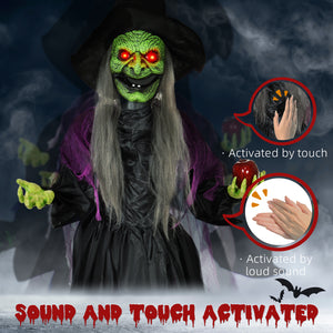 5.9ft Life-Size Old Witch Decoration, Sound &amp; Motion Activated with Light-Up Eyes