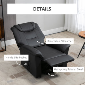 Black Faux Leather Power Recliner Lift Chair with Footrest and Remote Control