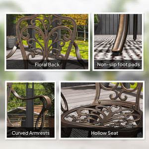 3-Piece Cast Aluminum Bistro Set with Umbrella Hole, Bronze