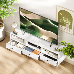 TV stand up to 75 inches with 3 storage shelves and 3 drawers, white