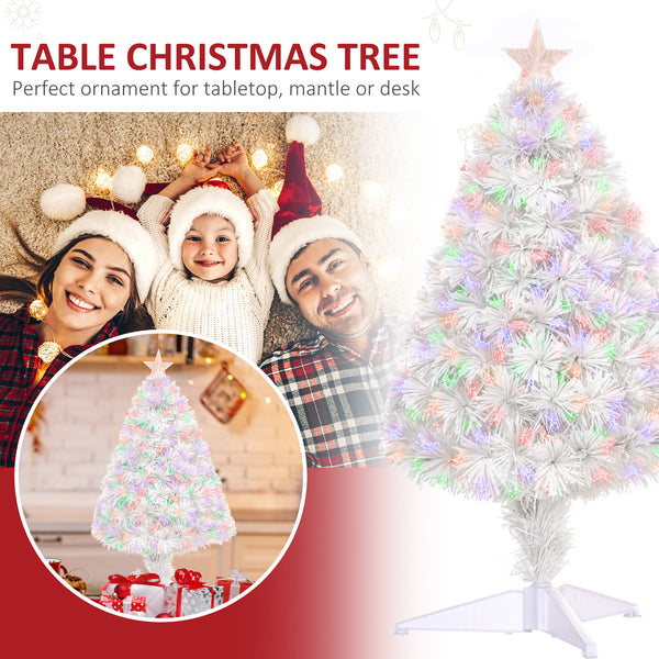 2.5ft Pre-Lit White Artificial Christmas Tree with Fiber Optics