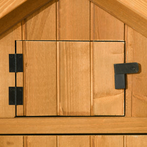 Garden shed with 3 shelves, brown