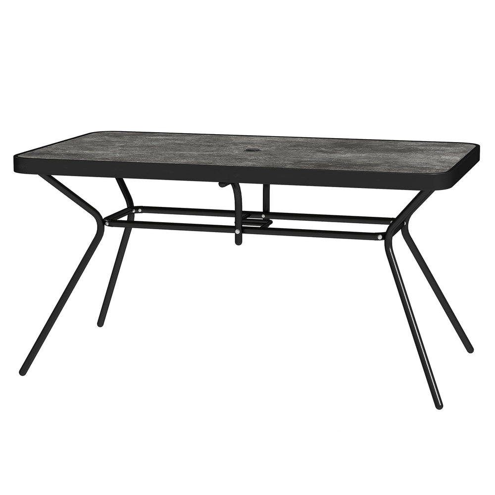 Rectangular garden table with parasol hole