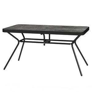 Rectangular garden table with parasol hole