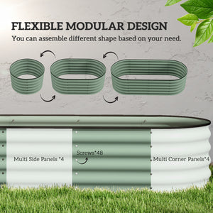 Raised galvanized steel planter with safety rim, green
