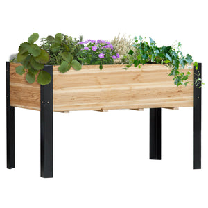 Raised wooden planter with metal legs