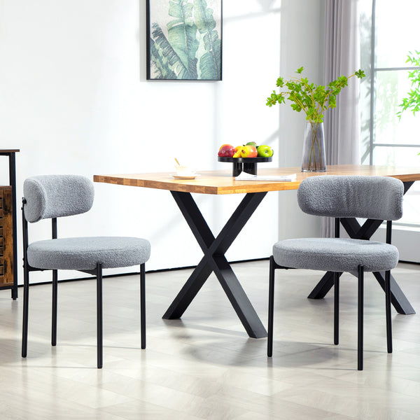 Set of 2 kitchen chairs with fleece upholstery, grey