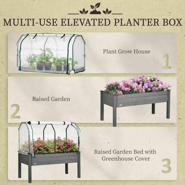 Raised garden bed with PE greenhouse cover