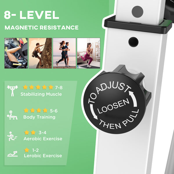 Magnetic foldable exercise bike with 8 resistance levels and LCD screen – Green and white