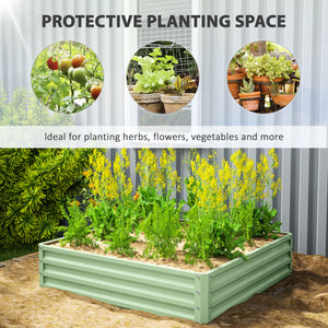 Raised planter in galvanized steel, light green