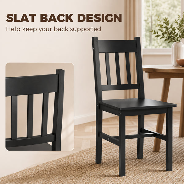 Black pine dining chairs, set of 2