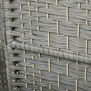 6 Panel Folding Room Divider, Handwoven Partition, Grey Melange