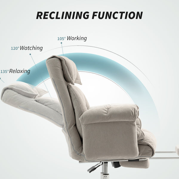 High Back Reclining Office Chair with Footrest and Swivel Casters