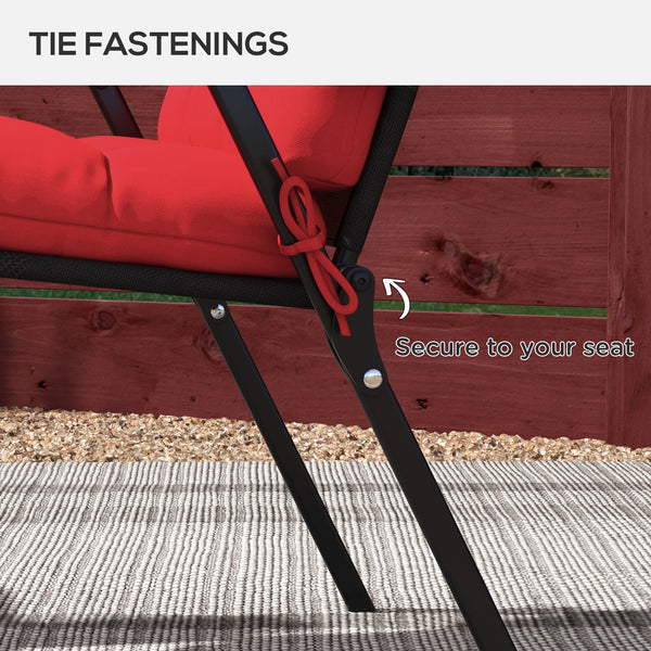 Outdoor Patio Chair Replacement Cushions with Ties, Tufted, Set of 2, Red