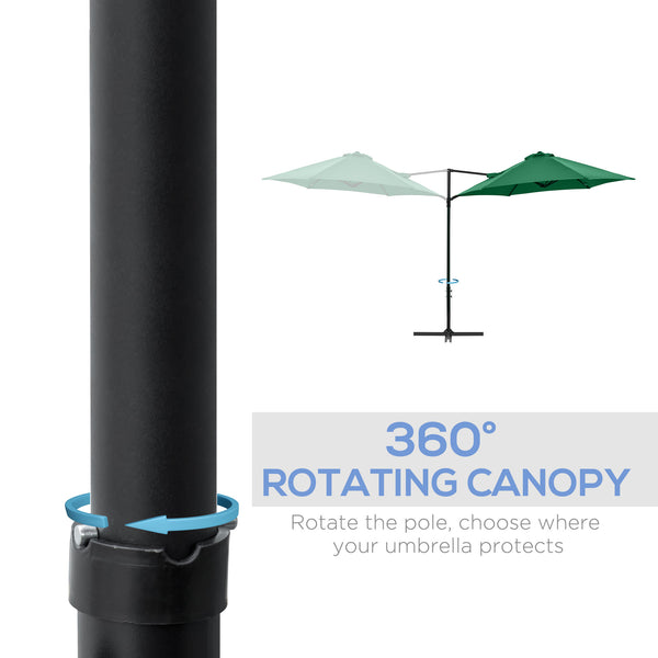 8.5-foot cantilever parasol with 360° rotation, green
