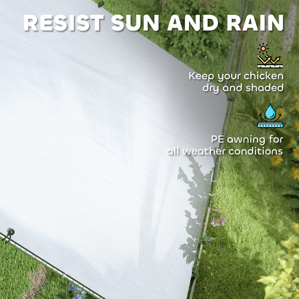 Metal chicken coop with waterproof and UV-resistant cover