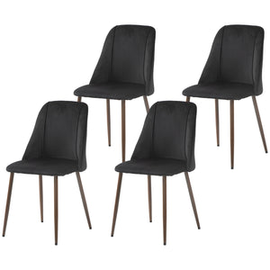 Set of 4 velvet upholstered dining chairs, black