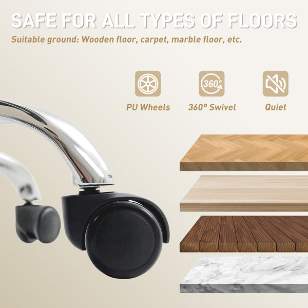 Ergonomic leather office chair with footrest, swivel and tilt, beige