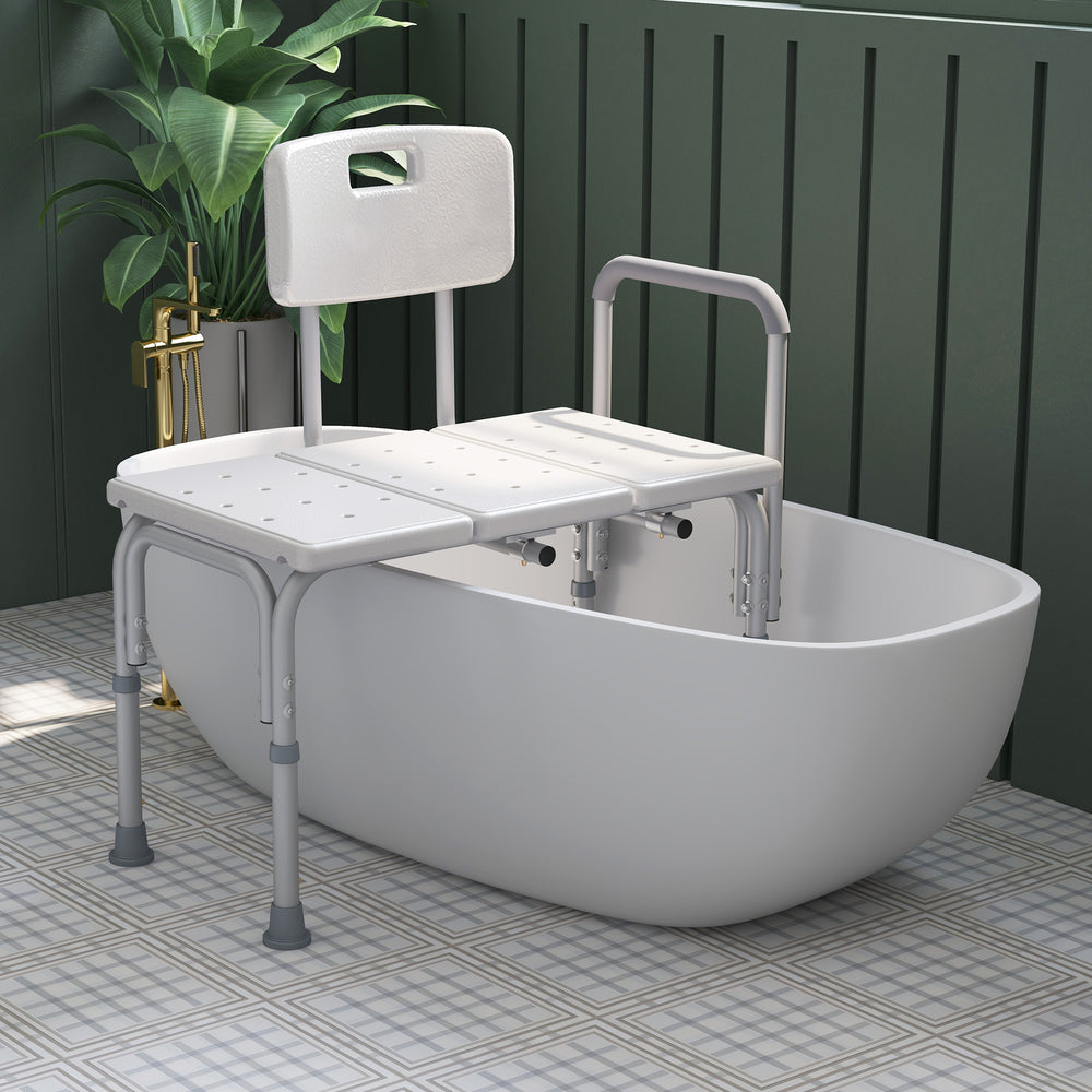 6-Level Adjustable Bath and Shower Transfer Bench White