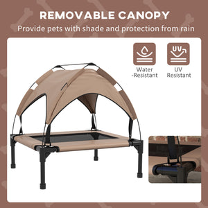 Elevated cooling dog bed with washable breathable mesh canopy
