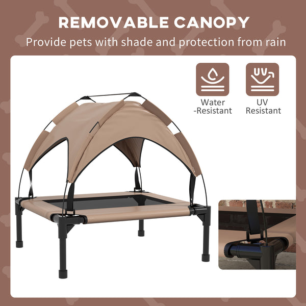Elevated cooling dog bed with washable breathable mesh canopy