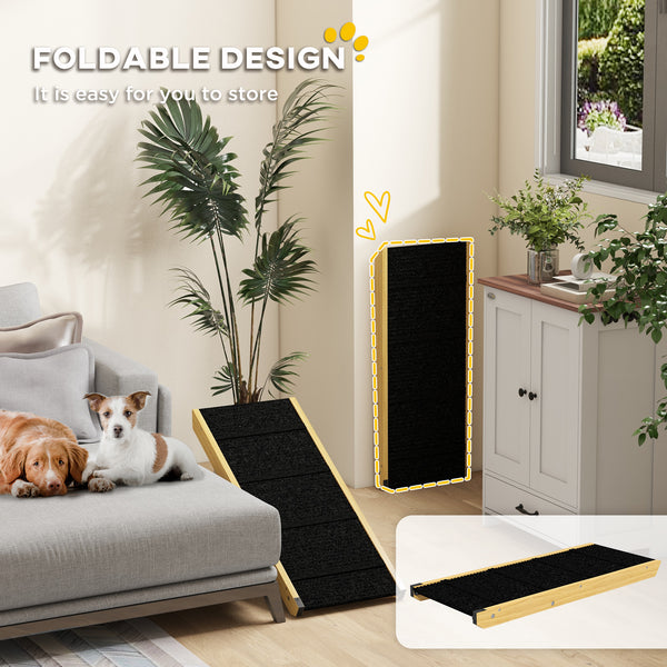 Foldable dog ramp with 4 adjustable height levels