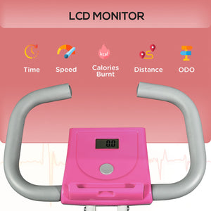 Folding Exercise Bike with 8-Level Silent Magnetic Resistance, Pink