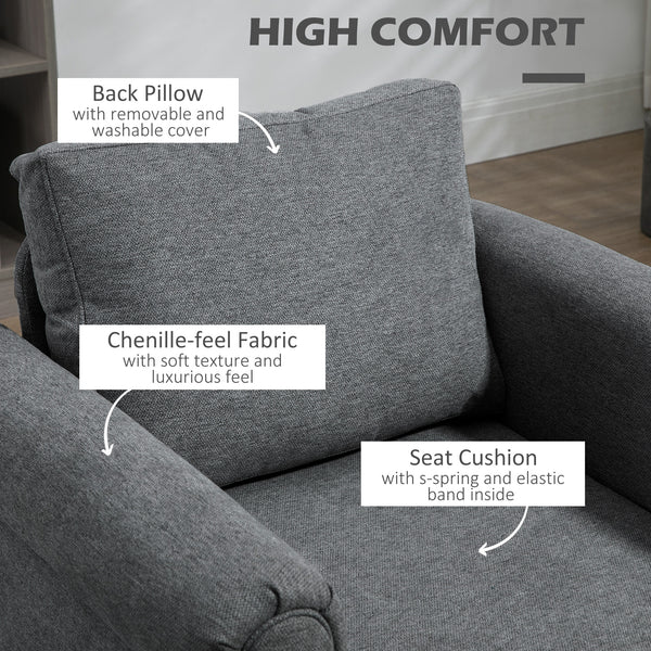 Upholstered occasional chair with armrests and rubberwood legs, light grey