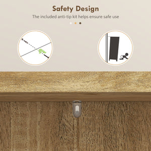 Rattan Storage Cabinet with 5-Tier Shelf and 12 Spice Racks