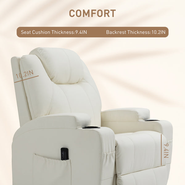 Massage chair with 8 vibration points, cream white